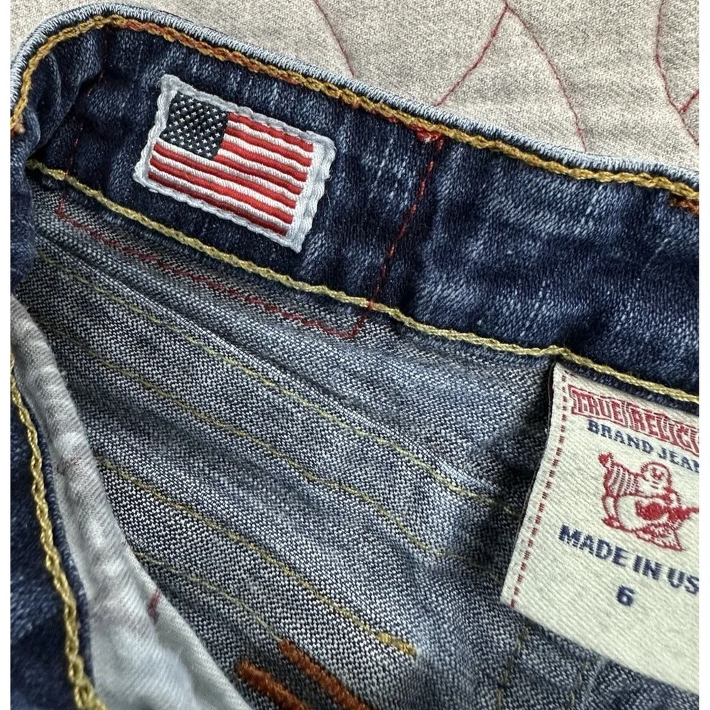 True‎ Religion Joey Kids Slap Pocket Embellished Raw Hem Denim Shorts / Kids 6